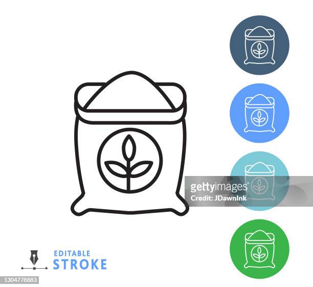 modern farm and agriculture seed bag icon concept thin line style - editable stroke - big bag stock illustrations