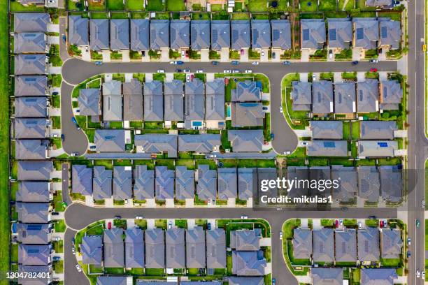 sydney suburb overhead perspective roof tops - housing development stock pictures, royalty-free photos & images