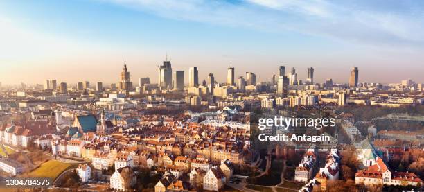 warsaw, poland - warsaw aerial stock pictures, royalty-free photos & images