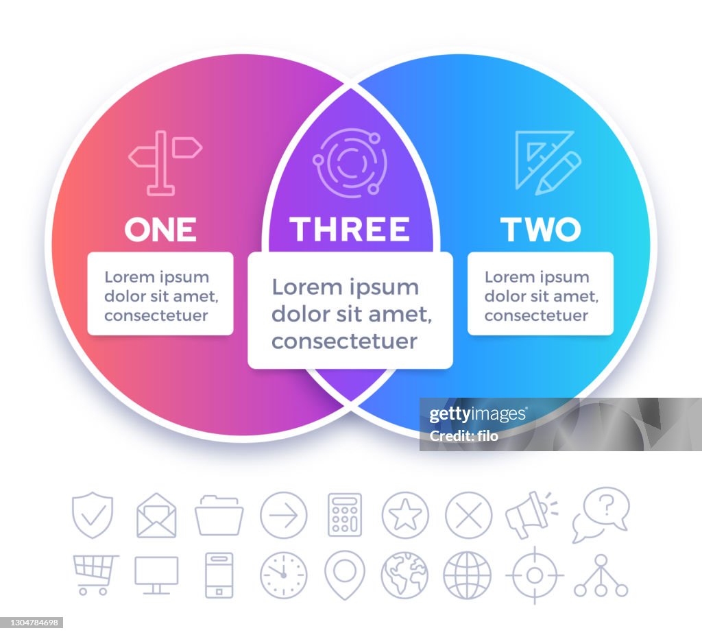 Venn Diagram Infographic Two Subjects