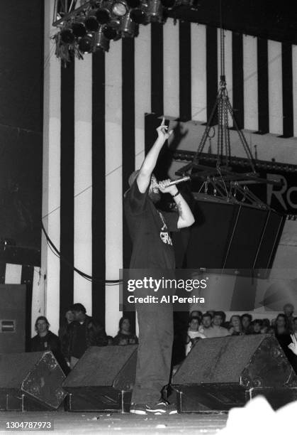 Rapper B-Real and Cypress Hill perform at Roseland Ballroom on September 24, 1990 in New York City.