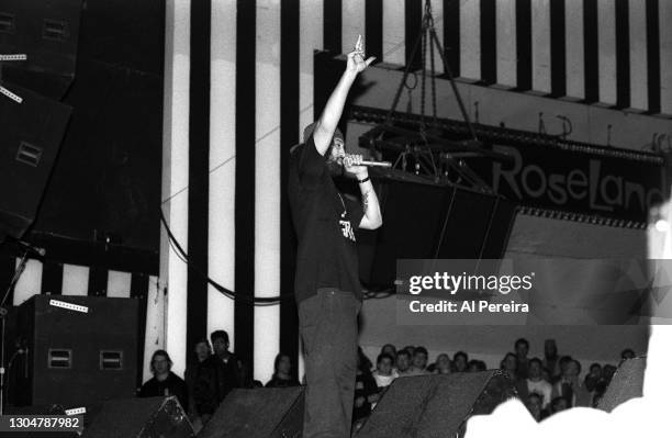 Rapper B-Real and Cypress Hill perform at Roseland Ballroom on September 24, 1990 in New York City.
