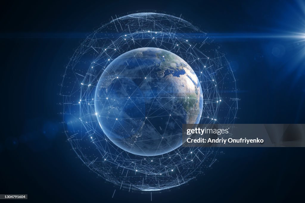 Satellite connection around Earth
