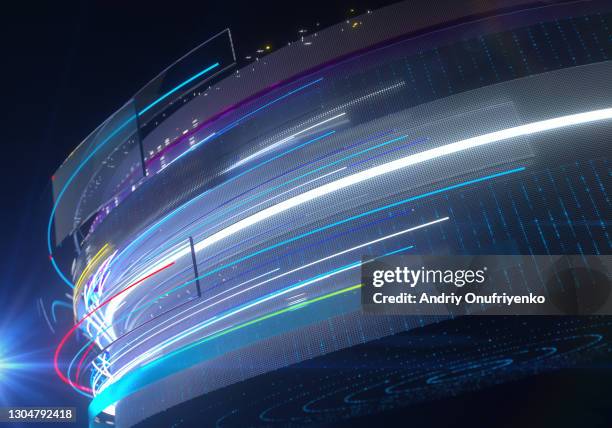 glowing data lines - global economy photos et images de collection