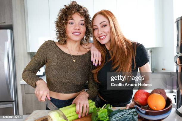 Chef Sophia Urista and Peloton instructor Jess King are seen cooking on March 01, 2021 in New York City.