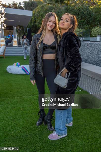 Riley Lewis and Brighton Sharbino at Sawyer Sharbino's 15th Birthday Celebration on March 01, 2021 in Bel Air, California.