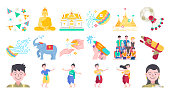 Songkran thailand festival flat icon design
