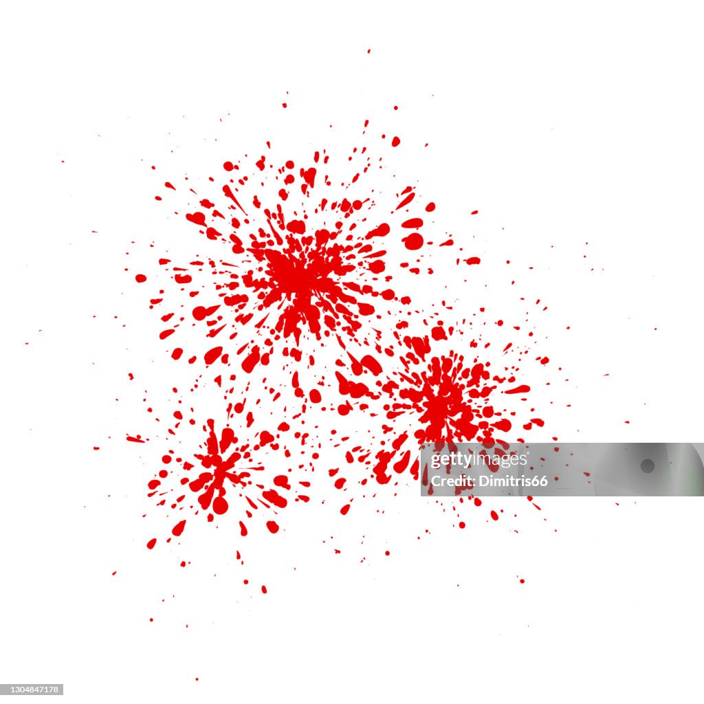 Red Ink Red Ink Splatter On White Background Formed By Individual Particles ...