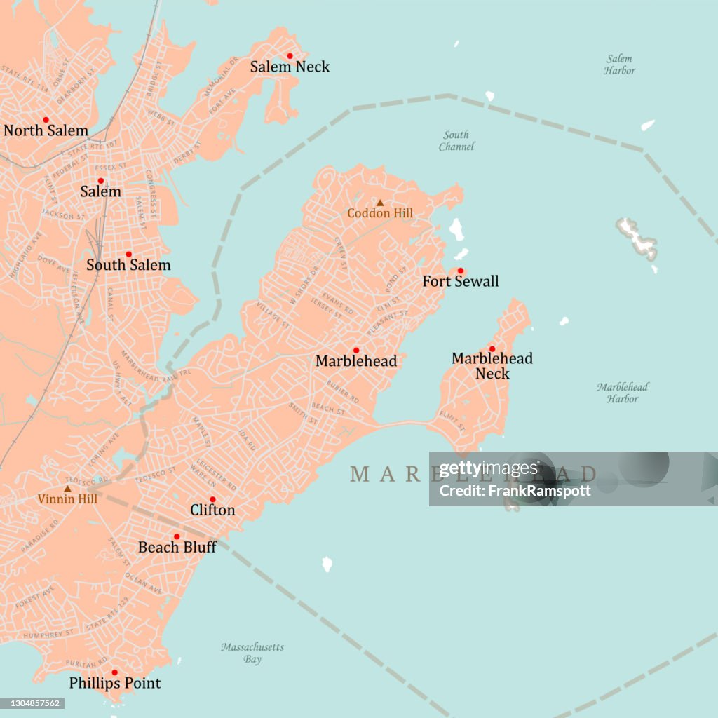MA Essex Marblehead Vector Road Map
