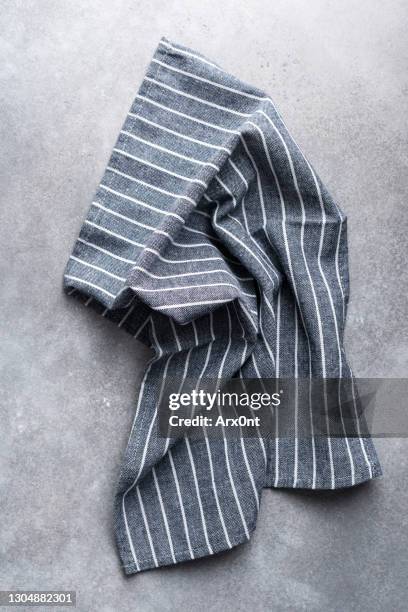 striped linen kitchen textile - textilien stock-fotos und bilder