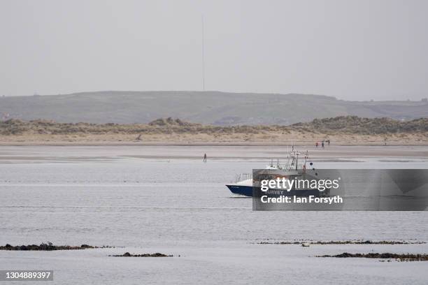 Survey vessel operates in the mouth of the River Tees as an expected announcement is due tomorrow about the successful Freeport bids on March 02,...