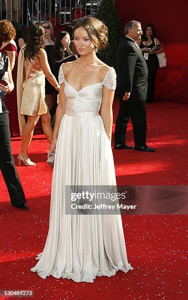 Olivia Wilde arrives at the 60th Primetime Emmy Awards at the Nokia Theater on September 21, 2008 in Los Angeles, California.