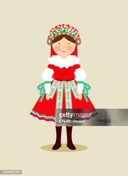 illustrazioni stock, clip art, cartoni animati e icone di tendenza di abbigliamento tradizionale ceco per le donne - cultura ceca