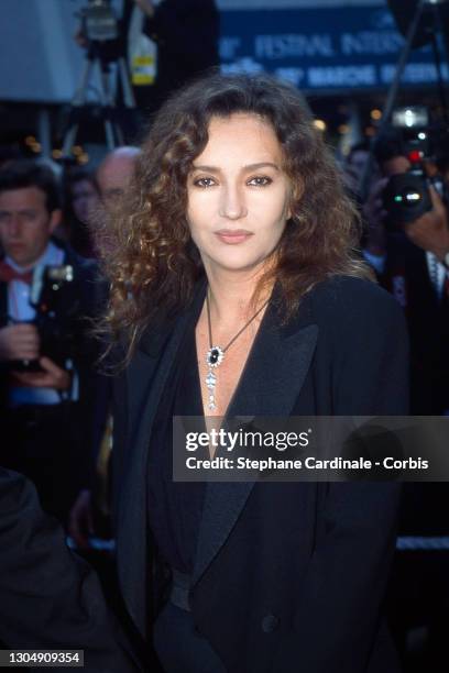 Caroline Cellier attends the Premiere of « Land and Freedom » during the 48th Annual Cannes Film Festival on May 22, 1995 in Cannes, France.