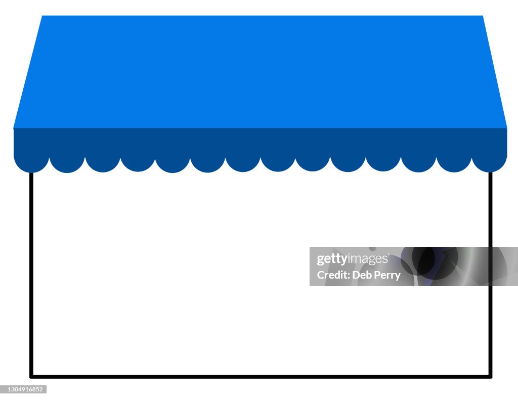 Illustrated awning frame on white background