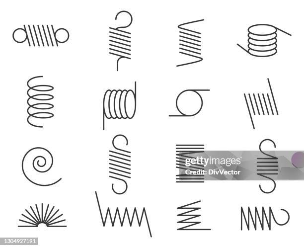 illustrations, cliparts, dessins animés et icônes de ensemble de vecteur de ressort en métal - câble