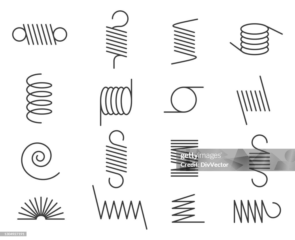 Metal spring vector set