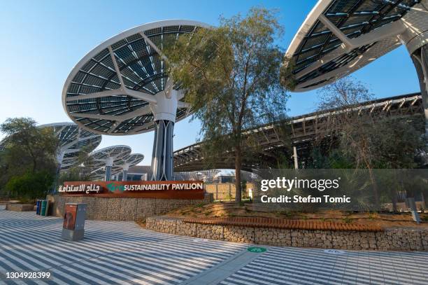 expo 2020 terra pavilion for the postponed expo which will be held in 2021 in the uae - pavilion stock pictures, royalty-free photos & images