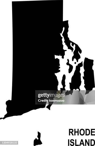 black basic map of rhode island against white background - rhode island state stock illustrations
