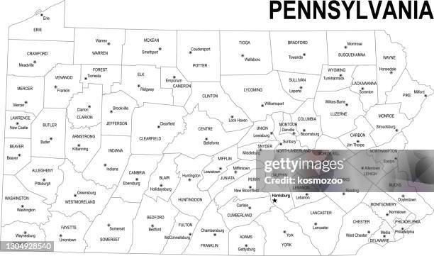 outline map of pennsylvania - pennsylvania outline stock illustrations