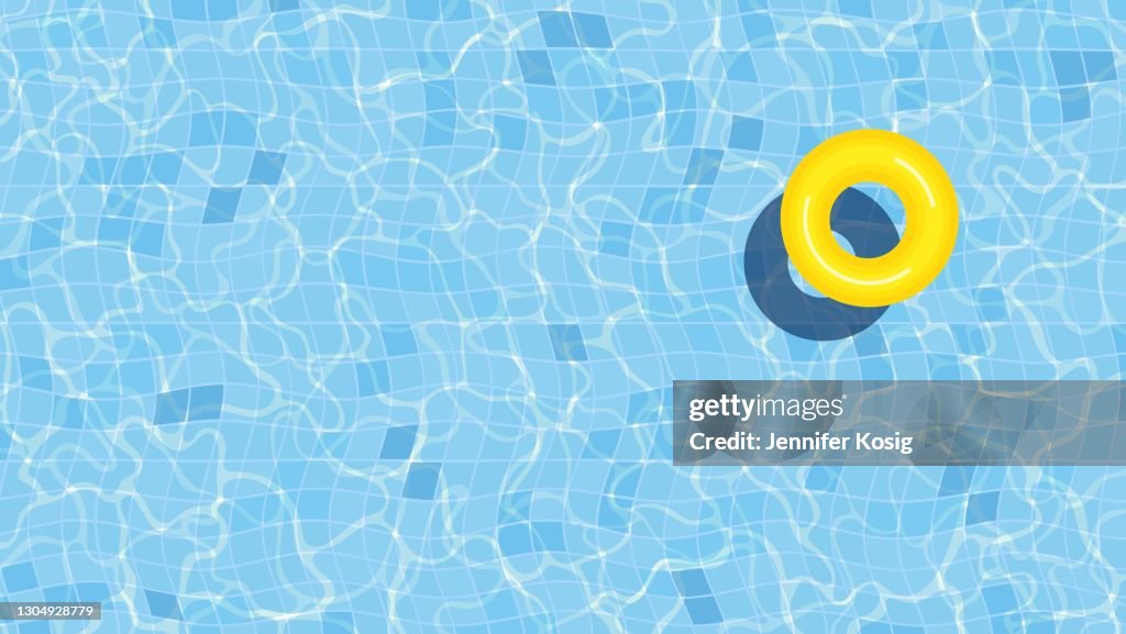 Ilustración de fondo de la piscina de verano con anillo inflable