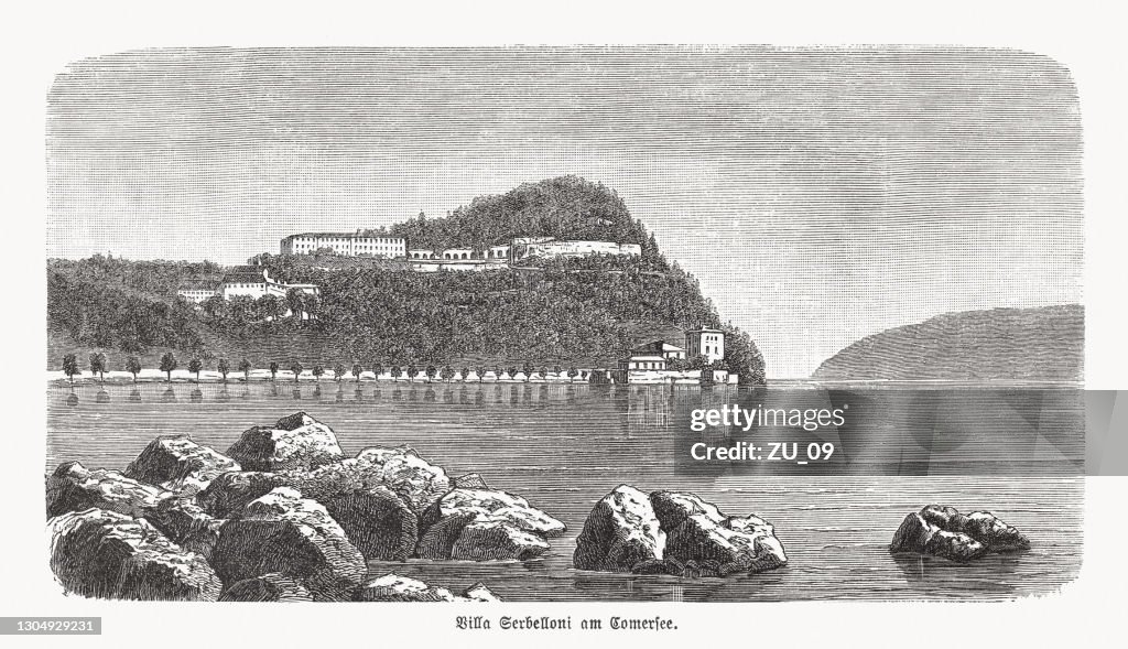 Villa Serbelloni, Lake Como, Lombardy, Italy, wood engraving, published 1893