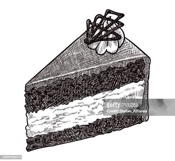 vector drawing of a cake - slice of cake isolated stock illustrations