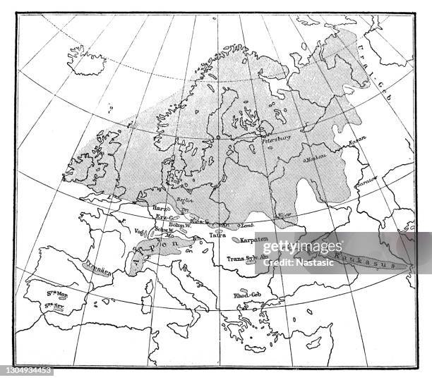 map of the distribution of the northern european inland ice - osttirol stock illustrations