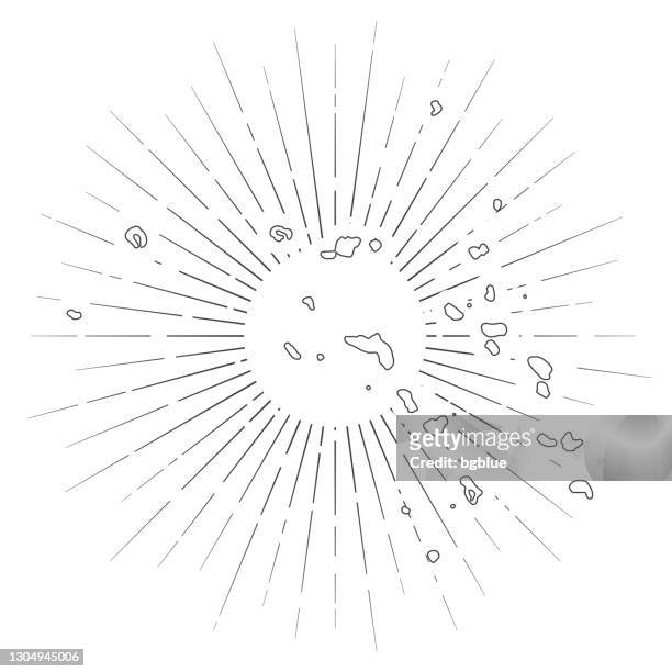 marshall islands map with sunbeams on white background - majuro stock illustrations