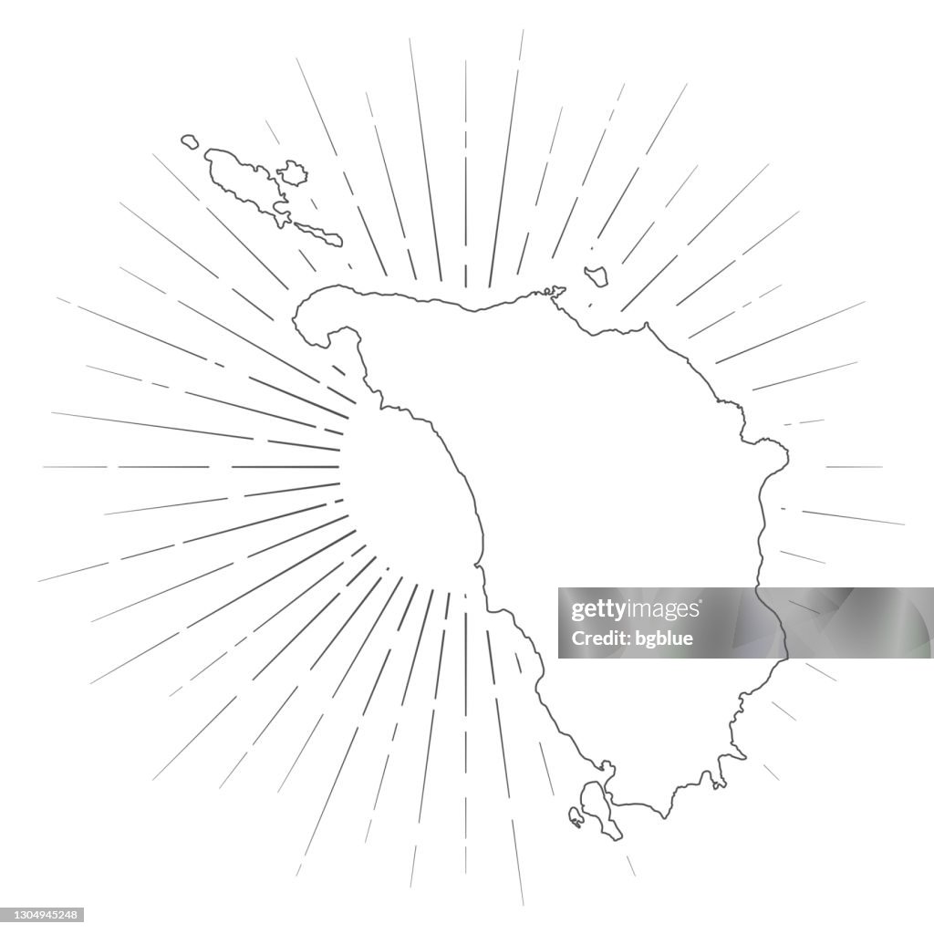 Mindoro map with sunbeams on white background