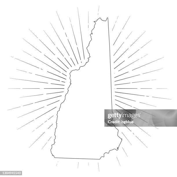 new hampshire map with sunbeams on white background - new hampshire stock illustrations