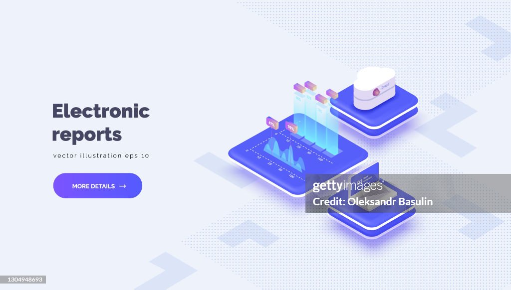 Electronic Reporting Vector Conceptual Illustration With Cloud Server ...