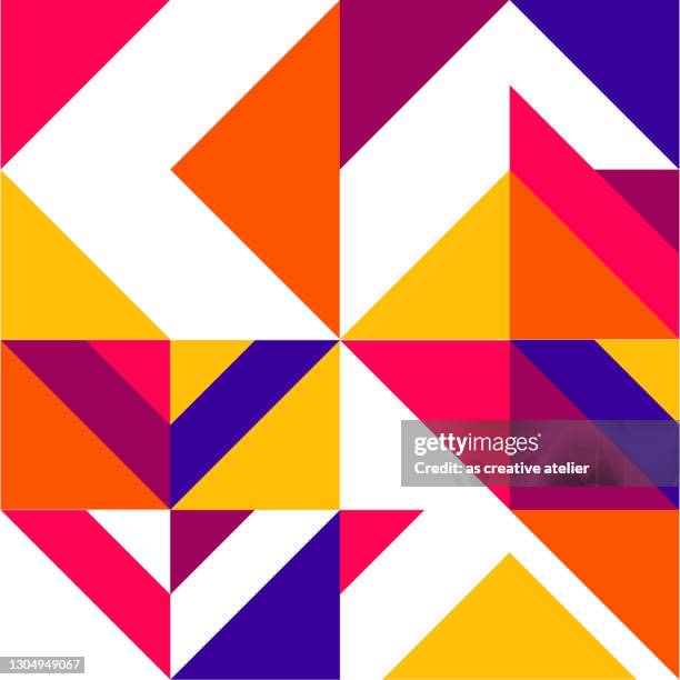 minimal abstract geometric seamless pattern. vector geometry shapes composition - bauhaus art movement stock illustrations