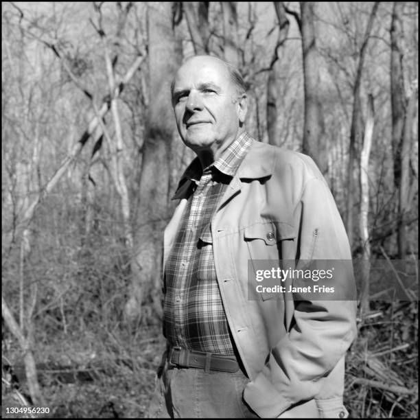 Portrait of American politician US Senator Gaylord Nelson as he poses in Rock Creek Park, Washington DC, January 1990. A former governor of...