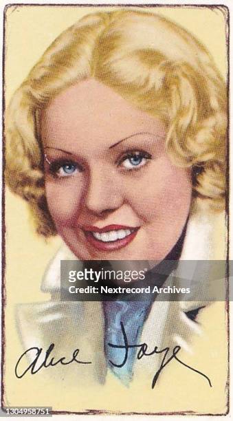 Collectible tobacco or cigarette card, 'Signed Portraits of Famous Stars' series, published 1935 by Gallaher Ltd depicting illustrated British and...