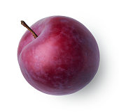 One fresh ripe plum isolated on white background