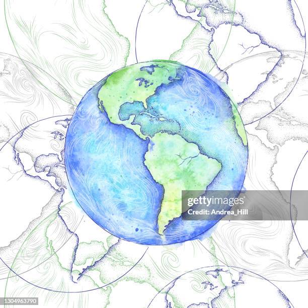earth background, seamless pattern, watercolor and ink illustration - earth day - vector eps10 illustration - earth day globe stock illustrations