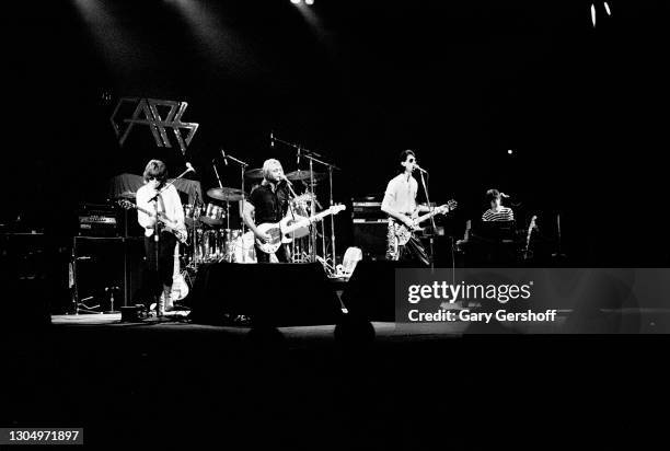 Members of the American New Wave and Pop group the Cars perform onstage at the Palladium, New York, New York, September 22, 1978. Pictured are, from...
