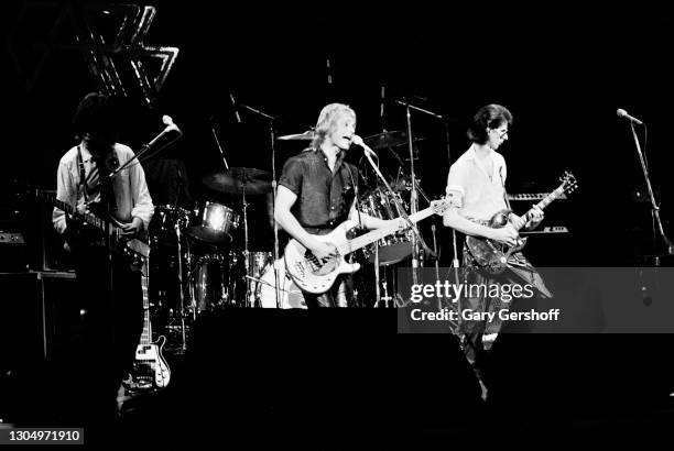 Members of the American New Wave and Pop group the Cars perform onstage at the Palladium, New York, New York, September 22, 1978. Pictured are, from...