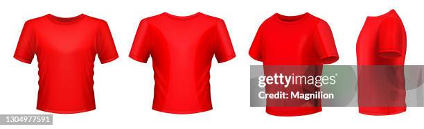 stockillustraties, clipart, cartoons en iconen met rood heren t-shirt - t shirt