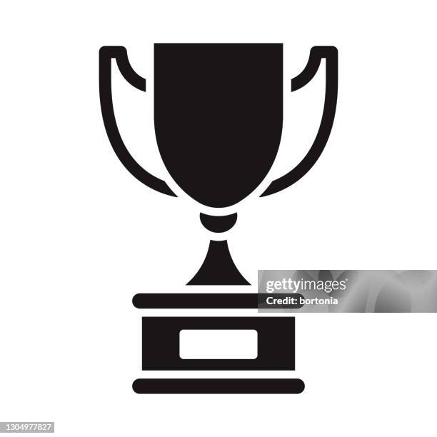 sports trophy glyph icon - black awards stock illustrations