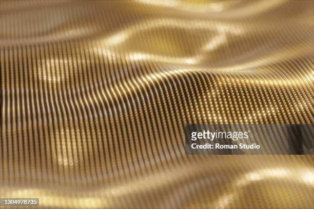 particle drapery. golden background. 3d illustration, 3d render. - gold particle stock pictures, royalty-free photos & images