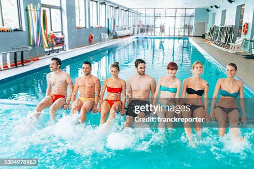 Friends All Together In The Swimming Pool High-Res Stock Photo - Getty