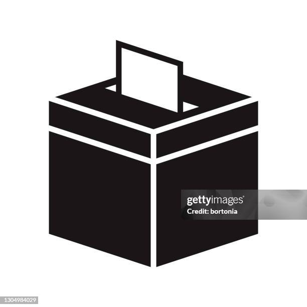 ballot box politics glyph icon - voting booth illustration stock illustrations