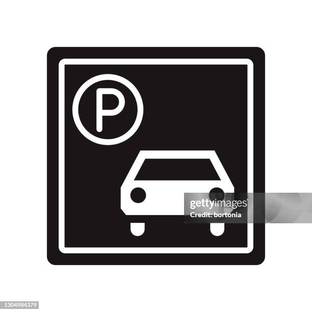 parkplatz zeichen immobilien glyphe symbol - parkplatz stock-grafiken, -clipart, -cartoons und -symbole