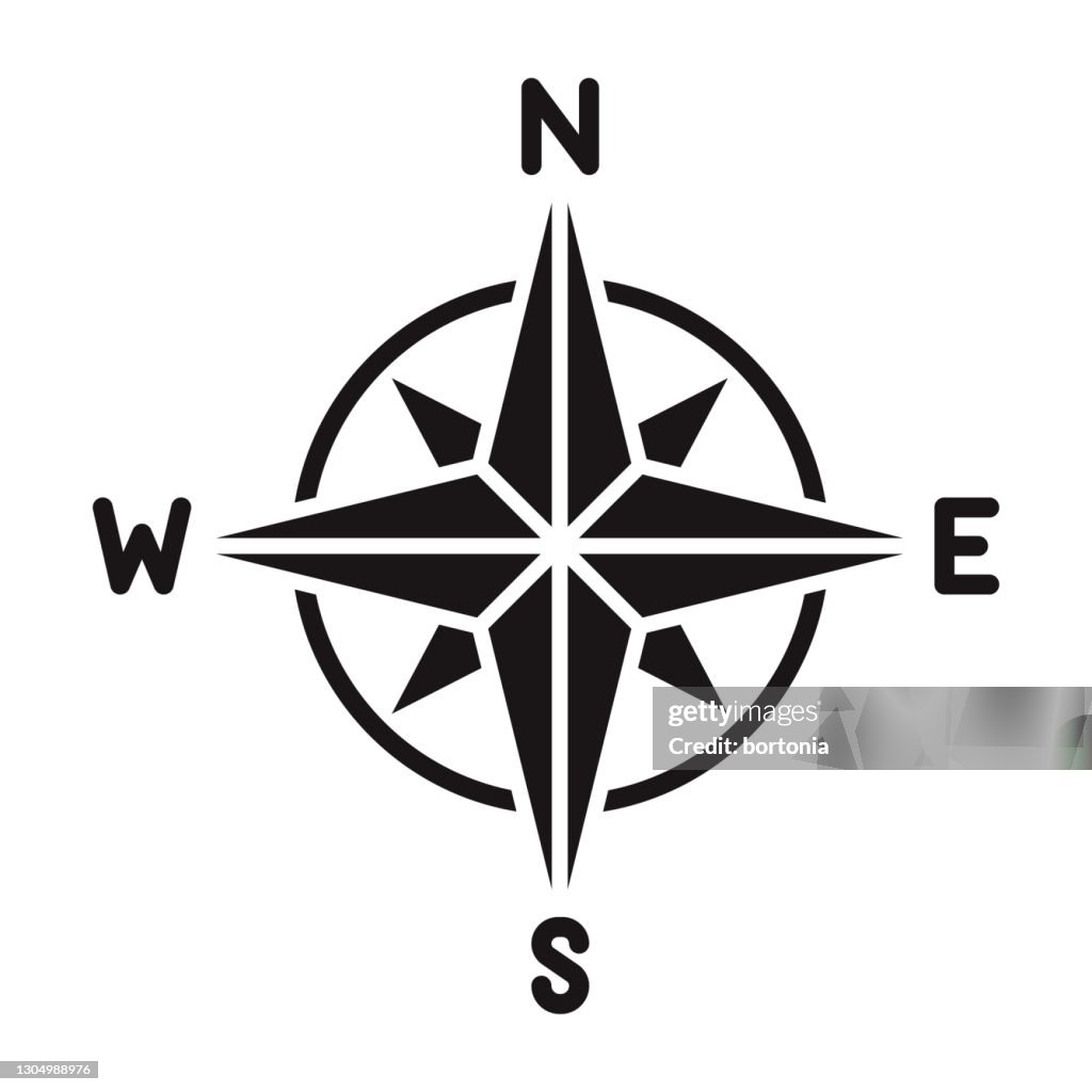 Kompass-Navigations-Glyphensymbol