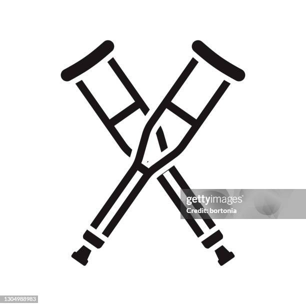 crutches healthcare glyph icon - krücken stock-grafiken, -clipart, -cartoons und -symbole