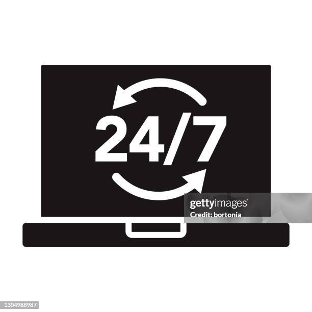 customer support office glyph icon - black computer engineer stock illustrations