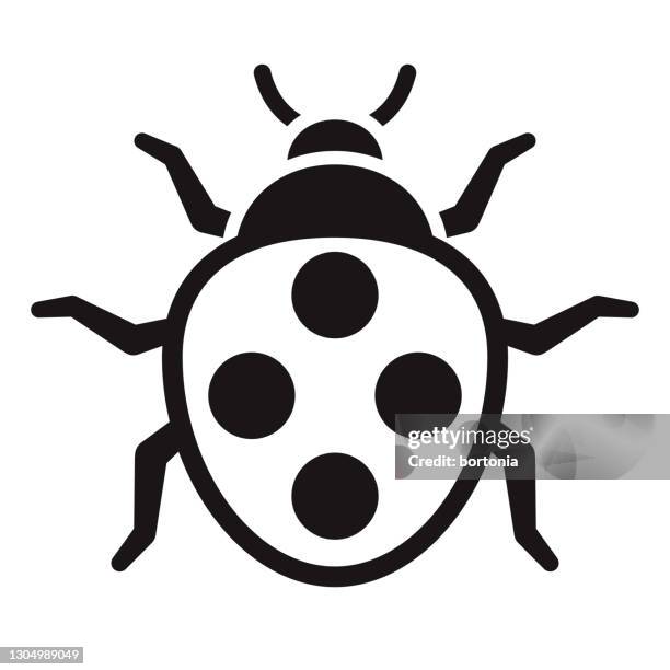 marienkäfer-glyphen-symbol - ladybug stock-grafiken, -clipart, -cartoons und -symbole