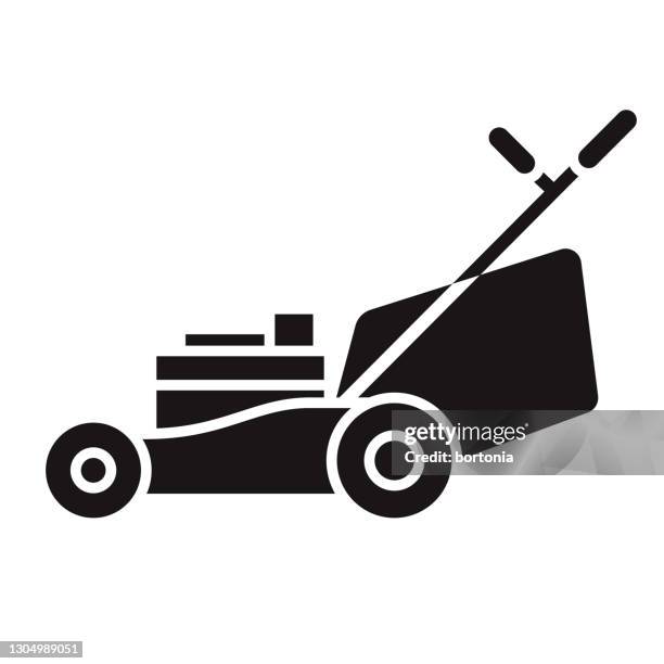 lawn mower gardening glyph icon - push mower stock illustrations
